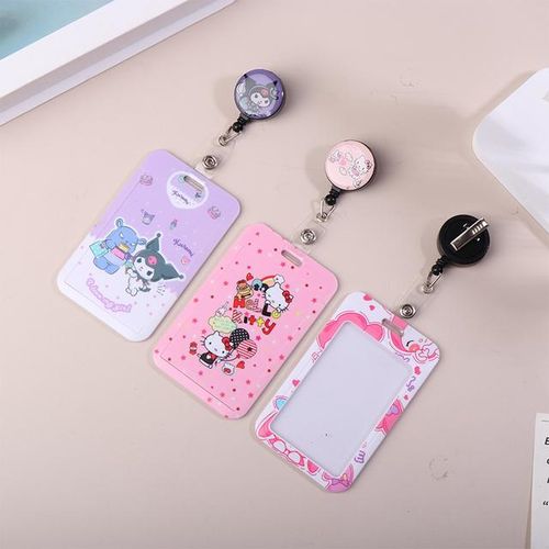 Cartoon Hello Kitty Retractable Clip ID Holder Women Door Badge Reel Yoyo Girls Cardholders Nurse Hang Credential Buckle