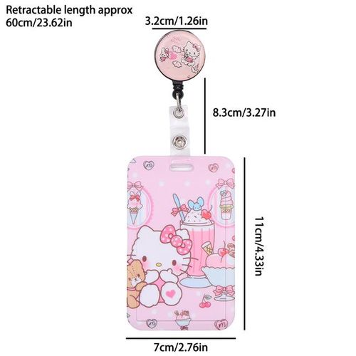 Cartoon Hello Kitty Retractable Clip ID Holder Women Door Badge Reel Yoyo Girls Cardholders Nurse Hang Credential Buckle