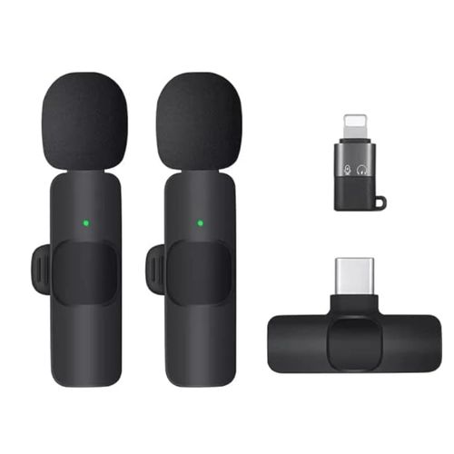 K9 Dual Wireless Lavalier Microphone Plug and Play, No Need APP & Bluetooth Collar Mic for, iPad, Mac Devices for YouTube, Live Stream & Video Recording (K-9 Double Microphone)