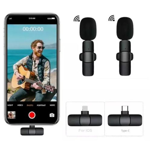 K9 Dual Wireless Lavalier Microphone Plug and Play, No Need APP & Bluetooth Collar Mic for, iPad, Mac Devices for YouTube, Live Stream & Video Recording (K-9 Double Microphone)
