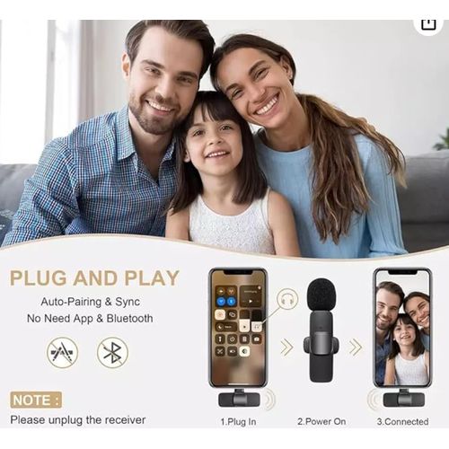 K9 Dual Wireless Lavalier Microphone Plug and Play, No Need APP & Bluetooth Collar Mic for, iPad, Mac Devices for YouTube, Live Stream & Video Recording (K-9 Double Microphone)