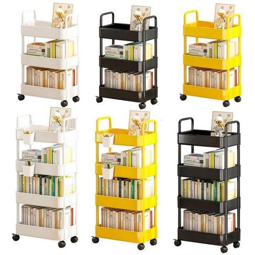 3/4 Tier Trolley Organizer with Wheels Gap Storage Rack Cart Mobile Plastic Storage Racks Bookshelf Kitchen Bedroom