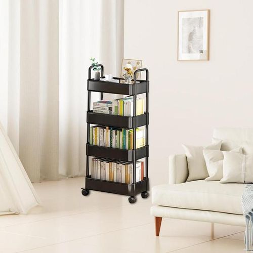 3/4 Tier Trolley Organizer with Wheels Gap Storage Rack Cart Mobile Plastic Storage Racks Bookshelf Kitchen Bedroom