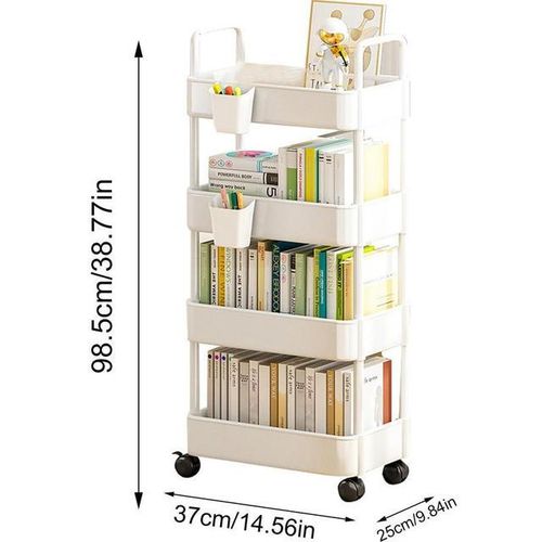 3/4 Tier Trolley Organizer with Wheels Gap Storage Rack Cart Mobile Plastic Storage Racks Bookshelf Kitchen Bedroom
