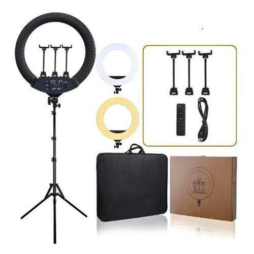 Multipurpose Tripod 18inch Remote Control LED Ring Light With 3 Cell Phone Holders And A Free Tripod Stand - Black, White