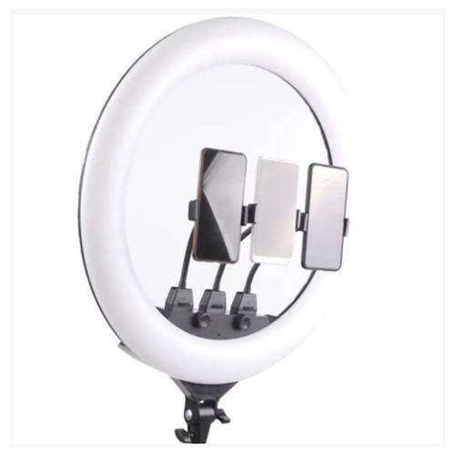Multipurpose Tripod 18inch Remote Control LED Ring Light With 3 Cell Phone Holders And A Free Tripod Stand - Black, White