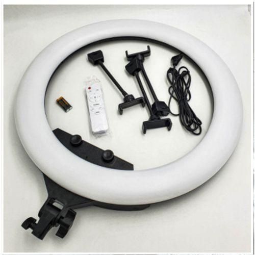 Multipurpose Tripod 18inch Remote Control LED Ring Light With 3 Cell Phone Holders And A Free Tripod Stand - Black, White