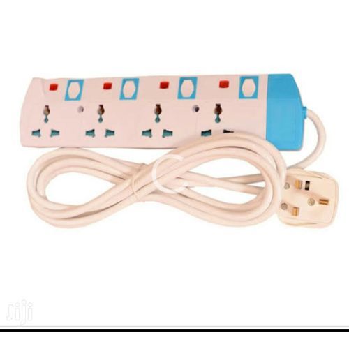 Power King Heavy Duty-4 Ac Outlets Electric Extension Cable Overload Protection-White