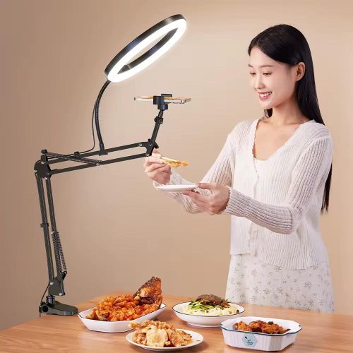 Ring Light With Phone Stand Ringlight For Tiktok Photography Youtube Photographic Lighting Video Light - Black