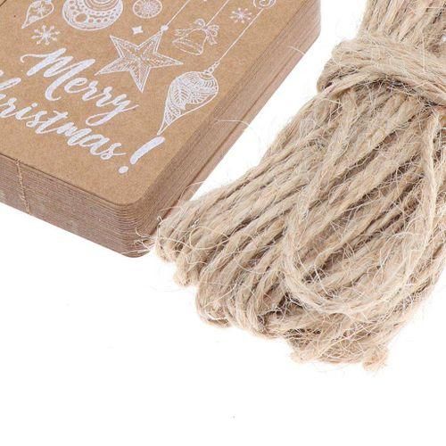 50pcs Merry Christmas Kraft Paper Labels Xmas Hanging Gift