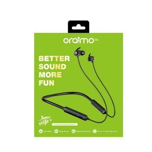 Oraimo Shark 3 BT 5.0 In-Ear Wireless HD Deep Bass Audio Bluetooth Neckband - Black