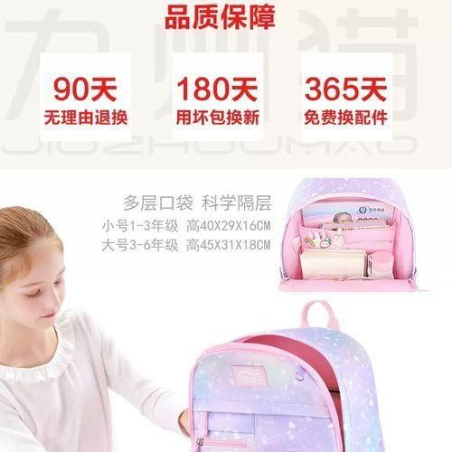 Spot Girls Gradient Color Primary School Bag Ultralight