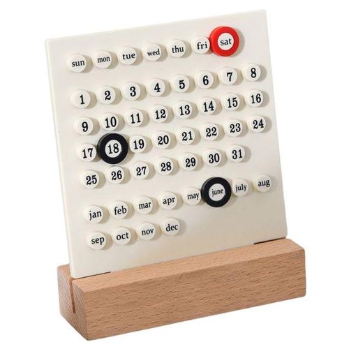 Wooden Perpetual Calendar Ornaments Supplies Educational White