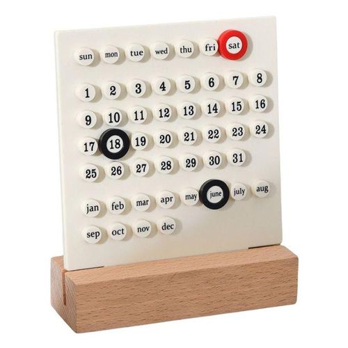 Wooden Perpetual Calendar Ornaments Supplies Educational White
