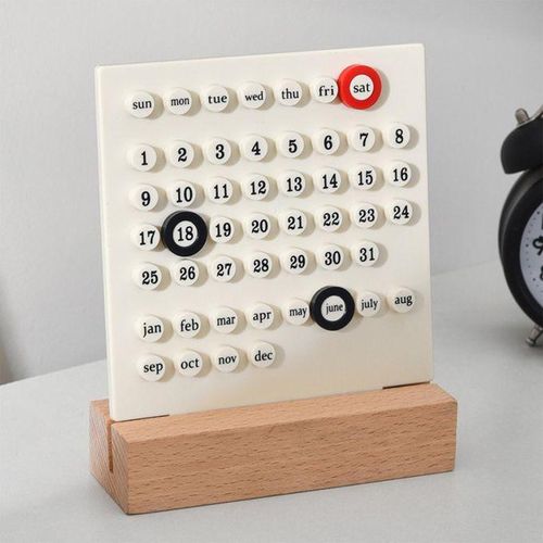 Wooden Perpetual Calendar Ornaments Supplies Educational White
