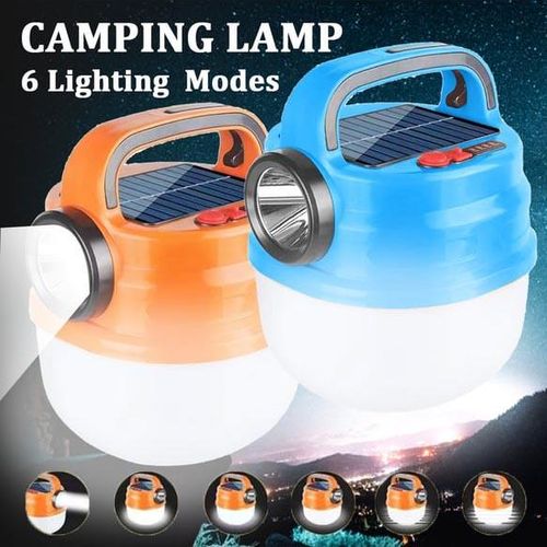 2 Lights Emergency Rechargeable Lamp With Solar -Multicolour