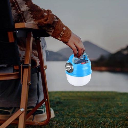 2 Lights Emergency Rechargeable Lamp With Solar -Multicolour