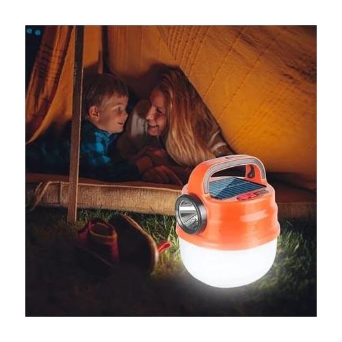 2 Lights Emergency Rechargeable Lamp With Solar -Multicolour