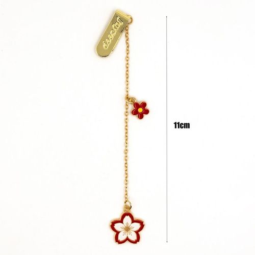 Creative Sakura Metal Bookmark Chinese Style Book Paper Marks Tassel Pendant Student Brass Tassel School Stationery Holder