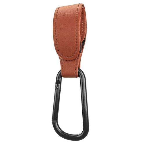 Baby Stroller Hooks Leather Style Straps Carabiner Clip Diaper Bag Hook up,Khaki,1 Pack NO5124