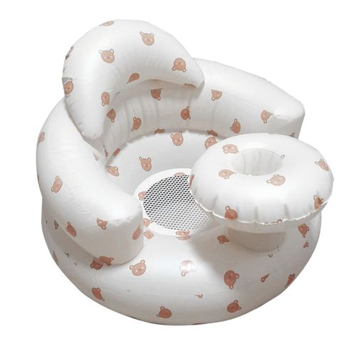 Inflatable Floor Baby Seat with Tray Built in Air Pump Blow Up Floor Baby Seat for Babies 3 Months & Up,Tray Bear NO5124