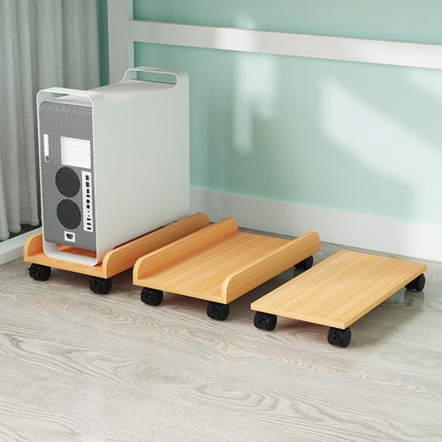 Desktop  Wooden Rolling Stand Computer Mainframe Bracket