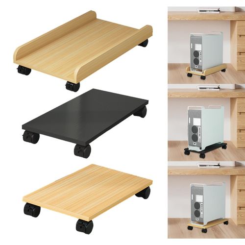 Desktop  Wooden Rolling Stand Computer Mainframe Bracket