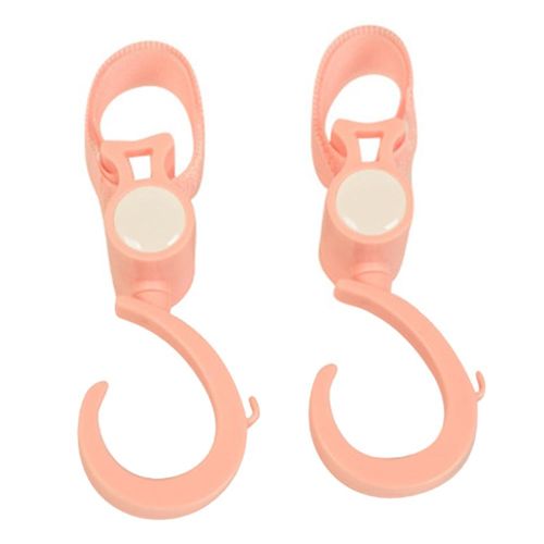 2 Pieces Stroller Hook Multifunctional Omnidirectional Basket Strap Bag Hanger Grip Accessories Baby New,Pink NO5114