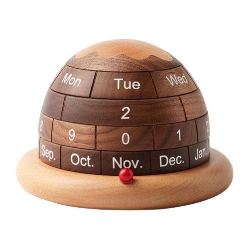 Wooden Desktop Calendar Artwork Table Accessories Rotating