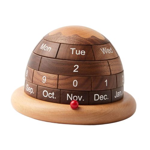 Wooden Desktop Calendar Artwork Table Accessories Rotating