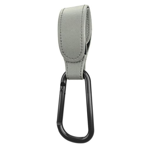 Baby Stroller Hooks Leather Style Straps Carabiner Clip Diaper Bag Hook up,Gray,1 Pack NO5124