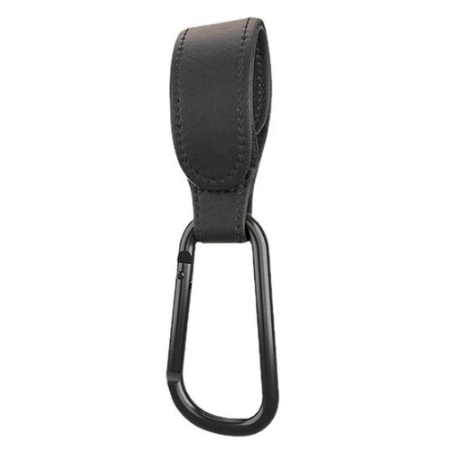 Baby Stroller Hooks Leather Style Straps Carabiner Clip Diaper Bag Hook up,Black,1 Pack NO5124