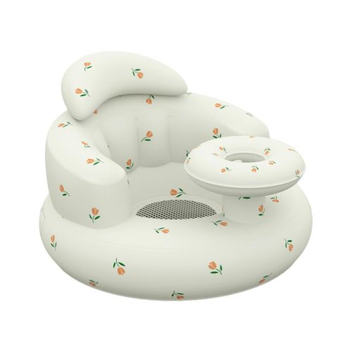 Inflatable Floor Baby Seat with Tray Built in Air Pump Blow Up Floor Baby Seat for Babies 3 Months & Up,Tray Tulips NO5114