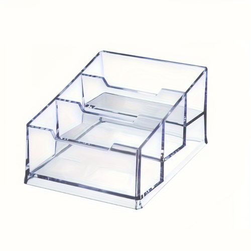 Business Holder, Transparent Storage Rack 3-Tier Plastic Desktop Business Holder Display Rack
