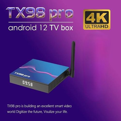 Android 12.0 TV Box -TX98Pro- 2GB RAM-16GB Internal Storage- 4K With Bluetooth- Blue