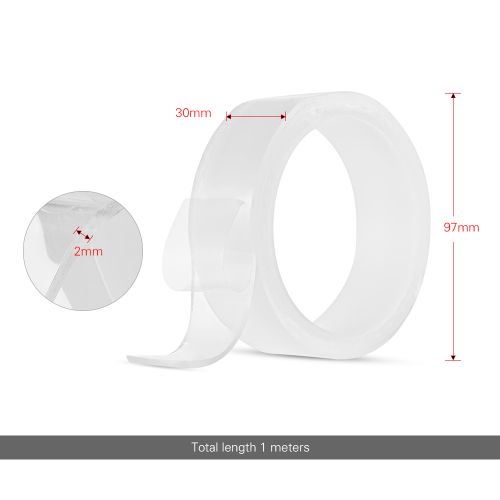 1m/3.3ft Washable Traceless Double-sided Adhesive Tape