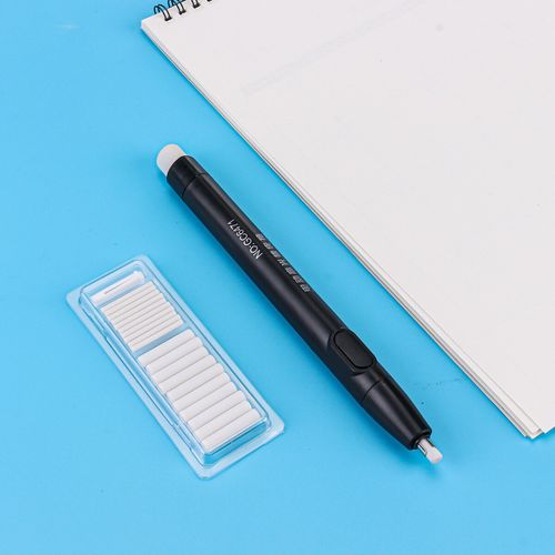 Electric Pencil Eraser Kit with 24Pcs Rubber Refills Highlight Sketch Black