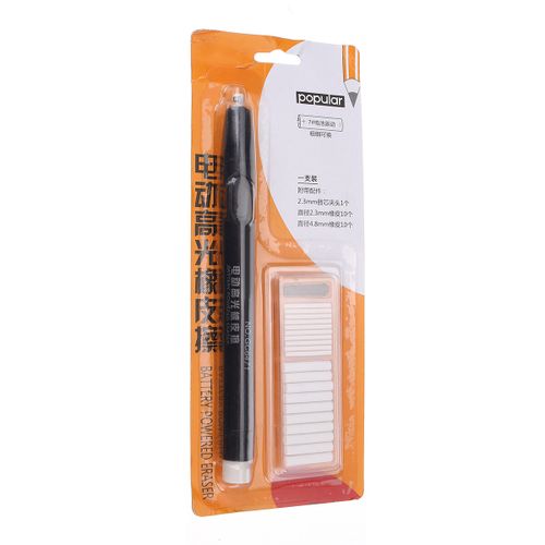 Electric Pencil Eraser Kit with 24Pcs Rubber Refills Highlight Sketch Black