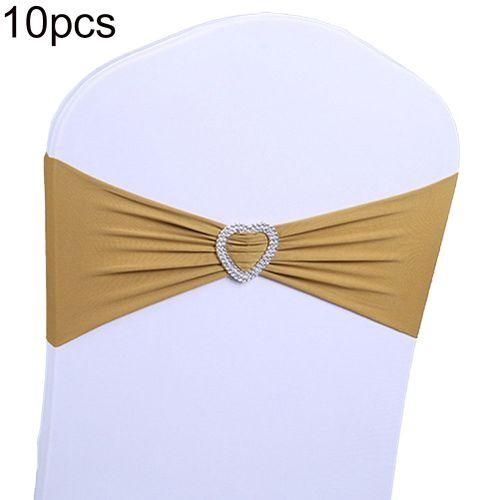 10Pcs Elastic Bowknot Band Party Chair Sash Cover Belt Wedding Banquet DecorGolden