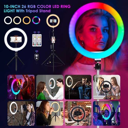 10inch RGB Ring Light Photography Lighting Dimmable - Black