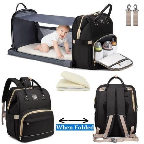 Travel Baby Bed Bag, Large Baby Diaper Bag With Crib, -Black