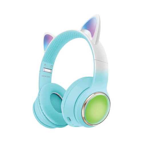 Green Lion GL-400 Kids Wireless Head Phone  Bluetooth Gaming Gamer Foldable Cat Headphones with LED Light Up,Wireless  Earphone for Children Compatible Smartphone Laptop PC For nline Distant Learning