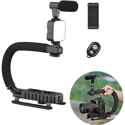 Video Making Kit, Portable Camera Stabilizer, Fill Light Microphone, Universal Photography Video Handheld Vlog Stand Stabilizer Kit For Phone Camera Video Recording