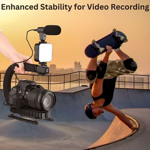 Video Making Kit, Portable Camera Stabilizer, Fill Light Microphone, Universal Photography Video Handheld Vlog Stand Stabilizer Kit For Phone Camera Video Recording