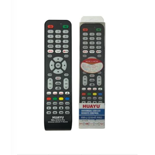 Universal TV Remote Control +Free Pair Remote Battery- Black