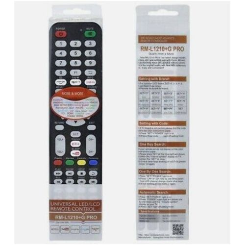 Universal TV Remote Control +Free Pair Remote Battery- Black