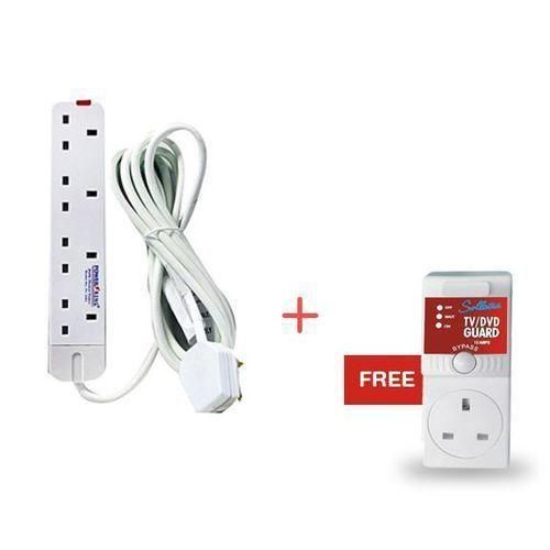 Sollatek  Package of TV/DVD Guard-13Amps+ 4 Way Extension Cable- White