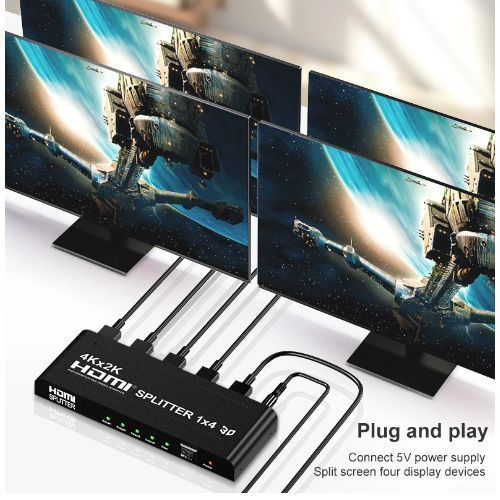 General 4K HDMI-compatible splitter 1X4 HDMI Distributor 1 input 4 output 4K 30Hz Video HDMI Switch Amplifier