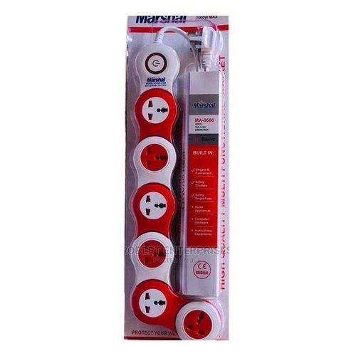Marshall Original  Original 6 Ways High Quality Heavy Duty Extension Cable Socket - Blue, Red