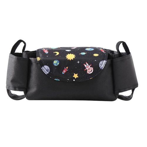 Universal Baby Stroller Organizer with Insulated Cup Holders for Smart Moms Diaper Storage Secure Straps Detachable Bag,Black Starry Sky NO5116